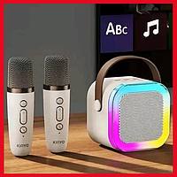 Караоке система K12 RGB підсвічування Bluetooth, Караоке колонка з двома мікрофонами