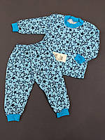 Пижама детская из байки для мальчика Габби Звёзды 80см бирюзовая 10917