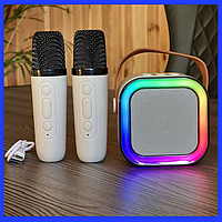 Караоке колонка з двома мікрофонами, караоке система K12 RGB підсвічування Bluetooth