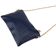Сумка жіноча шкірозамінника синього кольору, клатч, сумочка-клатч із плечовим ременем 11*21 см