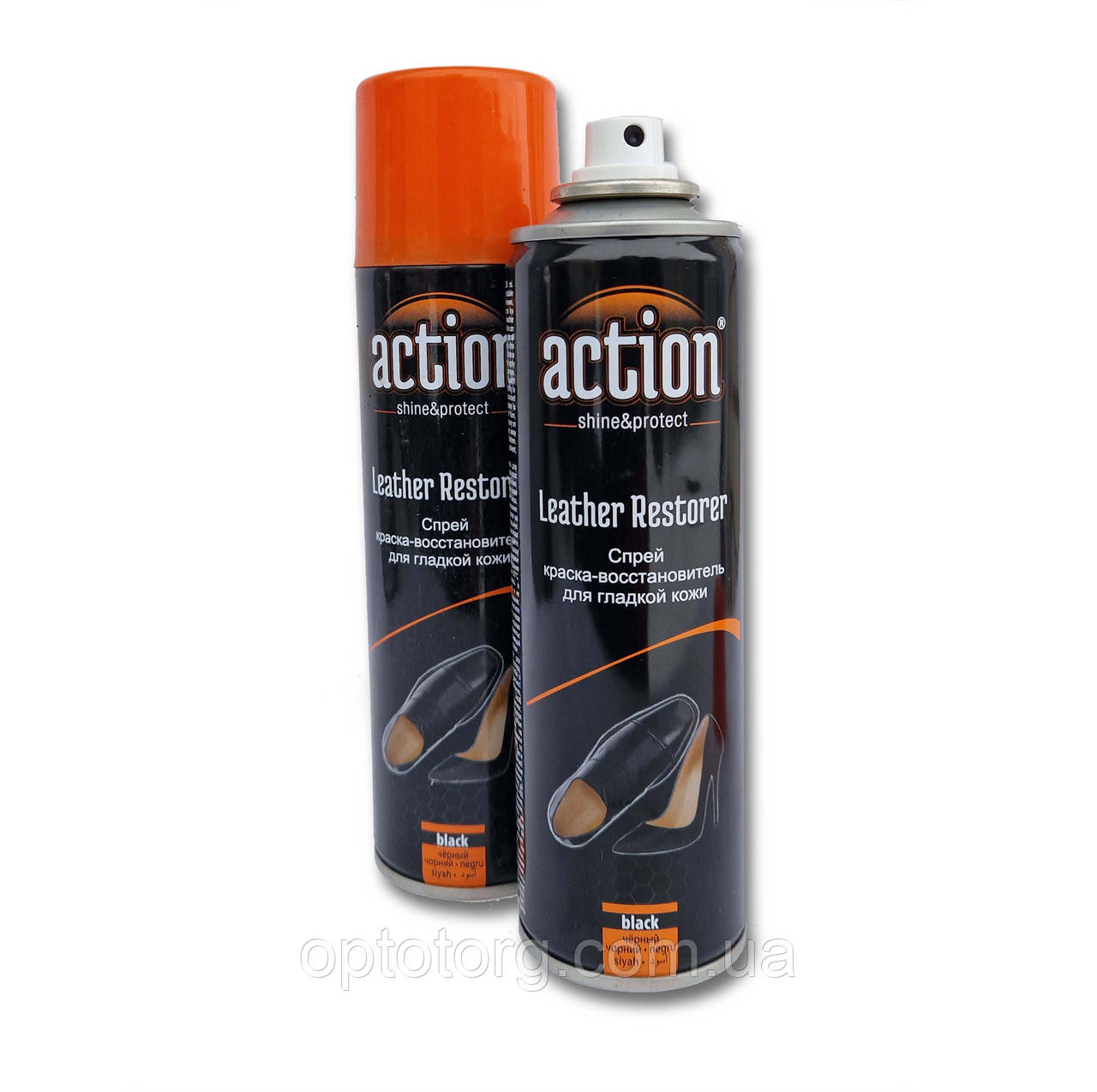 Спрей фарба-реставратор чорний для гладкої шкіри Action Туреччина 250мл
