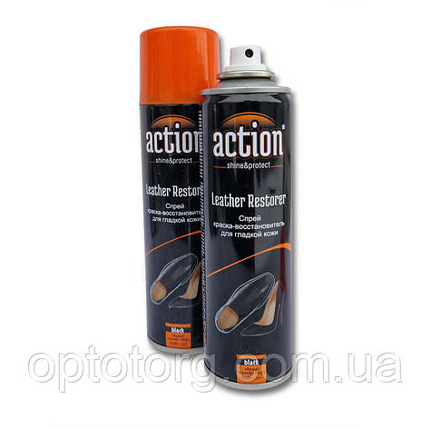 Спрей фарба-реставратор чорний для гладкої шкіри Action Туреччина 250мл, фото 1