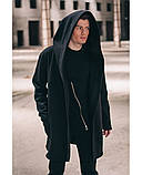Мантія з капюшоном чорна унісекс двонитка, фото 4