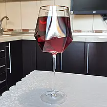 Келих для вина із золотою облямівкою "Прозорий діамант", 550мл, фото 4