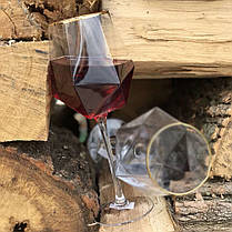 Келих для вина із золотою облямівкою "Прозорий діамант", 550мл, фото 5