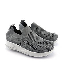 0790C Текстильні кросівки для хлопчиків сірі без шнурків Flip від Том.м