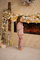 Тепла стильна плюшева велюрова піжама для дівчинки двійка на ріст 122,128,134,140см