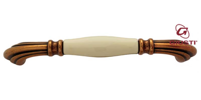 Ручка-скоба сучасна класика GU-M7101 античне золото з керамікою 128 мм.