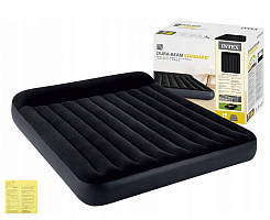 Надувний двомісний матрац, ліжко з підголівником Intex 64144 183х203х25 см Чорний