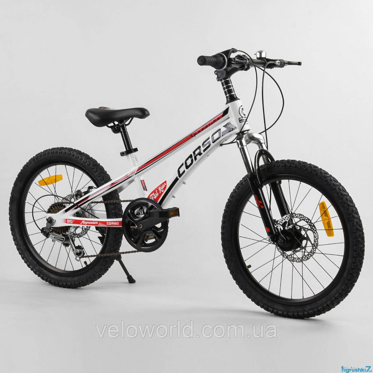 Дитячий спортивний велосипед 20'' CORSO "Speedline" магнієва рама, Shimano Revoshift 7 швидкостей, зібраний на 75%