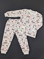 Пижама детская из байки для девочки Габби Valentine's Day 92см белая с розовым 10916