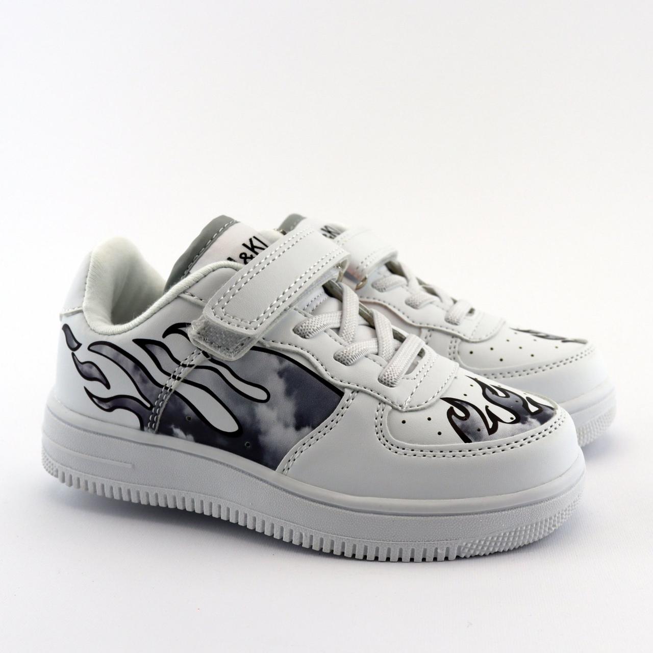 Дитячі кросівки білі з малюнком Світильник на липучці BiKi, фото 1