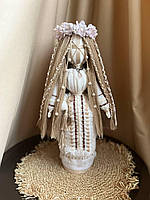 Авторская текстильная кукла для девочек ручной работы интерьерная Мотанка белая 33 см