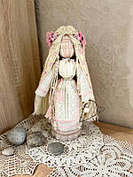 Авторська текстильна лялька для дівчаток ручної роботи інтер'єрна Мотанка рожева 33 см