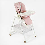 Стільчик дитячий для годування з регульованою спинкою Toti Т-71030 на коліщатках знімний столик Рожевий, фото 2