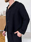 Домашній комплект Піжама чоловіча МУСЛІН сорочка і штанці ESTET COSY ЧОРНИЙ, фото 3