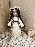 Авторская текстильная кукла для девочек ручной работы интерьерная Мотанка коричневая 15 см