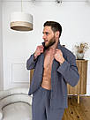 Домашній комплект Піжама чоловіча МУСЛІН сорочка і штанці ESTET COSY СІРИЙ, фото 5