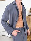 Домашній комплект Піжама чоловіча МУСЛІН сорочка і штанці ESTET COSY СІРИЙ, фото 8