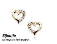 Серьги CRYSTAL HEART ювелирная бижутерия золото 18к декор кристаллы Swarovski