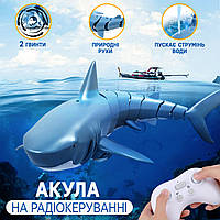 Акула на радиоуправлении AToys Robo-Shark плавает как настоящая рыба и пускает струю воды, Голубая CHS