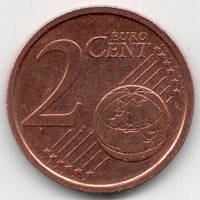 Монета Ирландии 2 евроцента 2002-13 гг.
