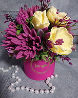 Подарунки дівчатам жінки на 14 лютого 8 березня день народження букети з троянди мильні троянди з твердого мила ручної роботи