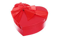 Коробка в форме сердца красная 19 см с бантом