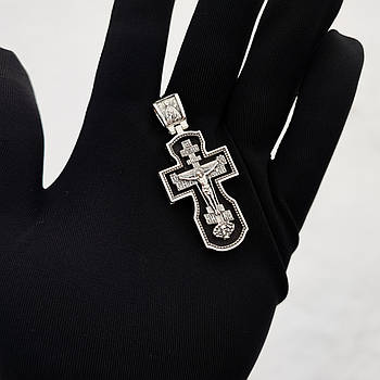 Срібний хрест з ебеновим деревом  925 проби з чорнінням Кр04е без шнурка