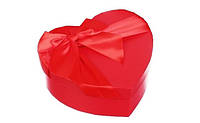 Коробка в форме сердца красная 15 см. с бантом