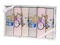 Набір із 6-ти вафельних рушників Nilteks. Meteor Велосипед-Квіти-40х60 (6 шт)