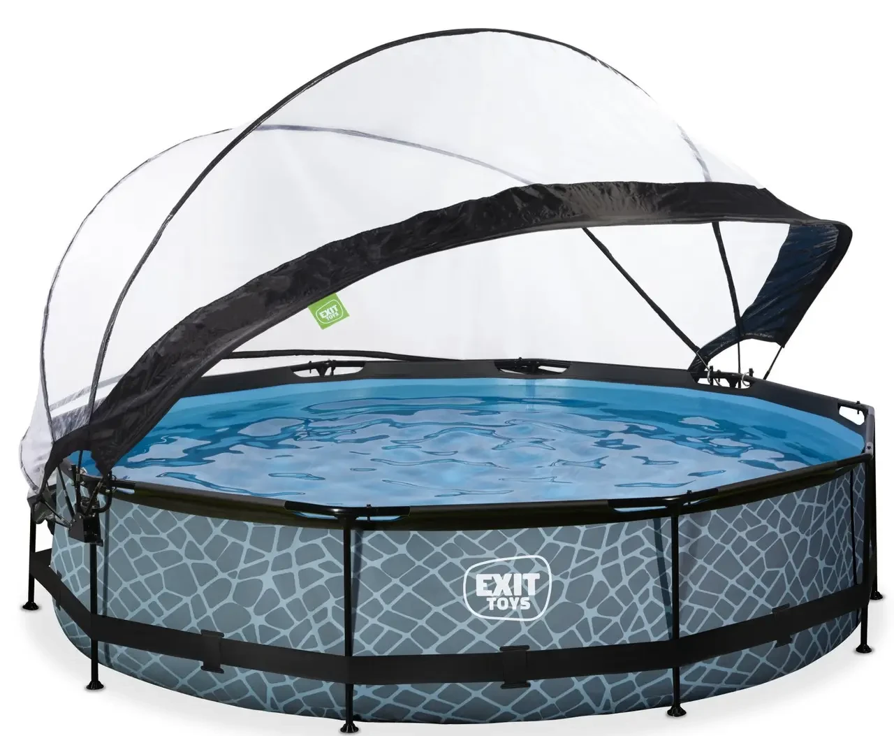 Круглий каркасний басейн Exit Toys (360 х 76 см) камінь, з куполом та фільтр-насосом, фото 1