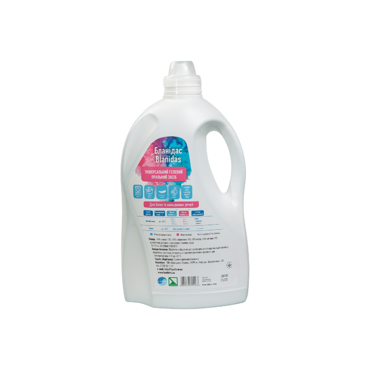 Универсальный гель для стирки цветных и белых вещей Бланидас, 5л ...