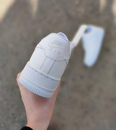 Кроссовки NIKE Air Force БЕЛЫЕ на высокой подошве мужские унисекс демисезон лицензия натуральная кожа, фото 5
