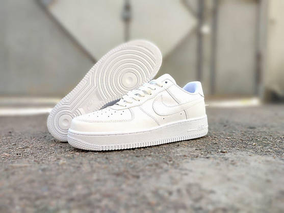 Кроссовки NIKE Air Force БЕЛЫЕ на высокой подошве мужские унисекс демисезон лицензия натуральная кожа, фото 6