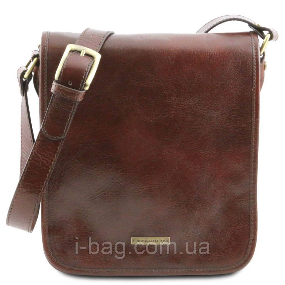 Чоловічий великий шкіряний месенджер Tuscany Leather Messenger TL141255 (Темно-коричневий)
