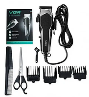 Машинка для стрижки волос, проводная машинка для стрижки с ножницами в комплекте, 4 насадки VGR V 130