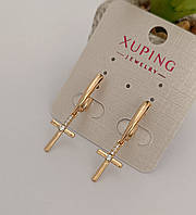 Сережки Xuping Jewelry медичне золото хрестики 3.5 см