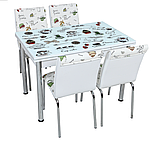 Розкладний стіл обідній кухонний комплект стіл і стільці 3D малюнок 3д "Чайнички" ДСП скло 70*110 Mobilgen 1001, фото 2