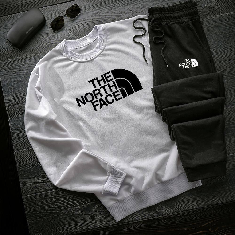 Спортивний костюм чоловічий The North Face весняний осінній білий-чорний трикотажний кофта штани норт фейс