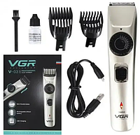 Машинка для стрижки волос беспроводная 3 насадки VGR V 031 USB CHARGE, машинка триммер для стрижки волос