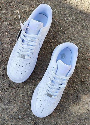 Кроссовки NIKE Air Force БЕЛЫЕ на высокой подошве женские унисекс демисезон лицензия натуральная кожа, фото 3