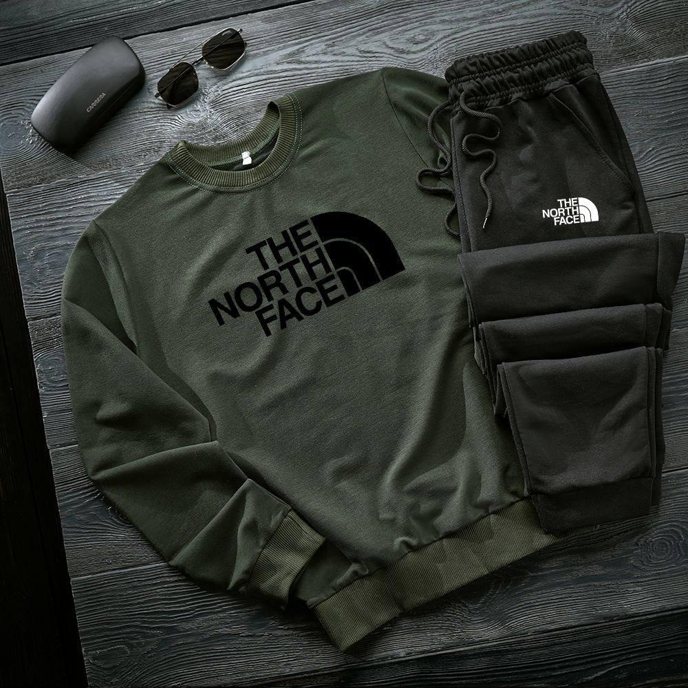 Спортивний костюм чоловічий The North Face весняний осінній хакі-чорний трикотажний кофта штани норт фейс
