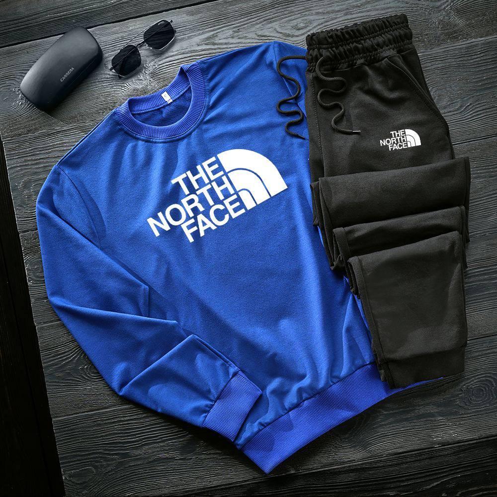 Спортивний костюм чоловічий The North Face весняний осінній синій-чорний трикотажний кофта штани норт фейс