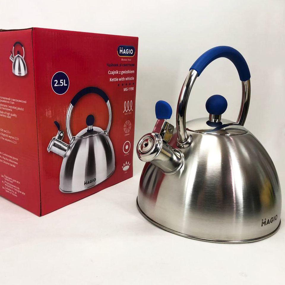 Чайники зі свистком заварювальні чайники Magio MG-1190 2.5 л, Чайник зі свистком бакелітовою ручкою XR-59, фото 1