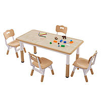 Набір дитячих меблів VEVOR Дитячий стіл, 4 дитячі стільці 1 стіл Набір дитячих меблів з ПП, набір дитячих столів Регульований