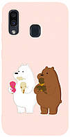 Чехол-накладка TOTO Matt TPU 2mm Print Case Samsung Galaxy A20/A30 #66 Bear Icecreame Sand pink