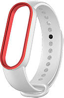 Ремешок UWatch Double Color Replacement Silicone Band For Xiaomi Mi Band 5/6/7 White/Red Line