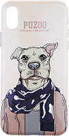 Чохол-накладка PUZOO TPU Glossy Shiny Powder Art dog iPhone X Brown Aboo