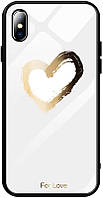 Чехол-накладка TOTO Glass Fashionable Case Apple iPhone X Heart on White